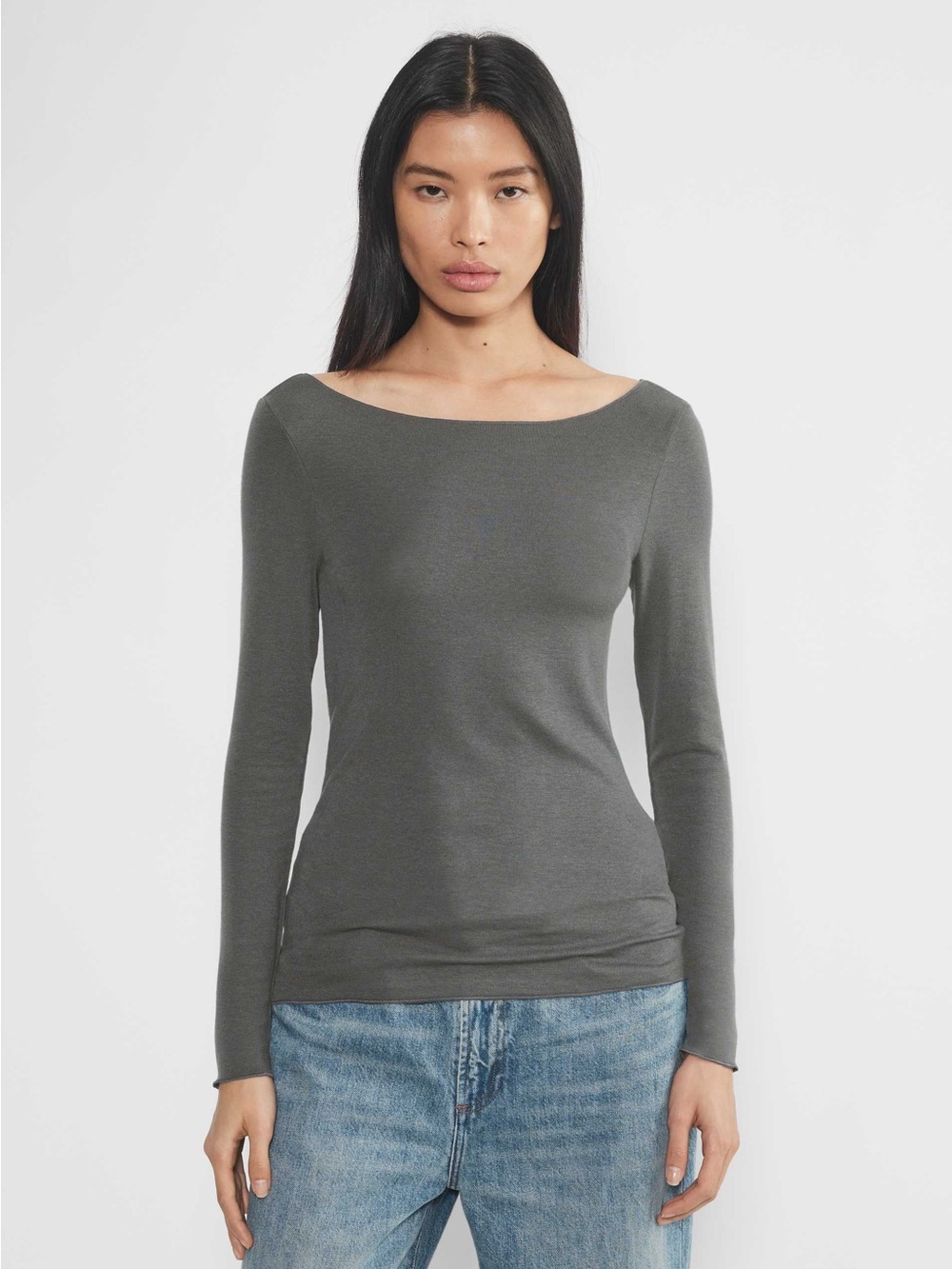 Aritzia Wilfred Hayworth Longsleeve Top Coal Grey